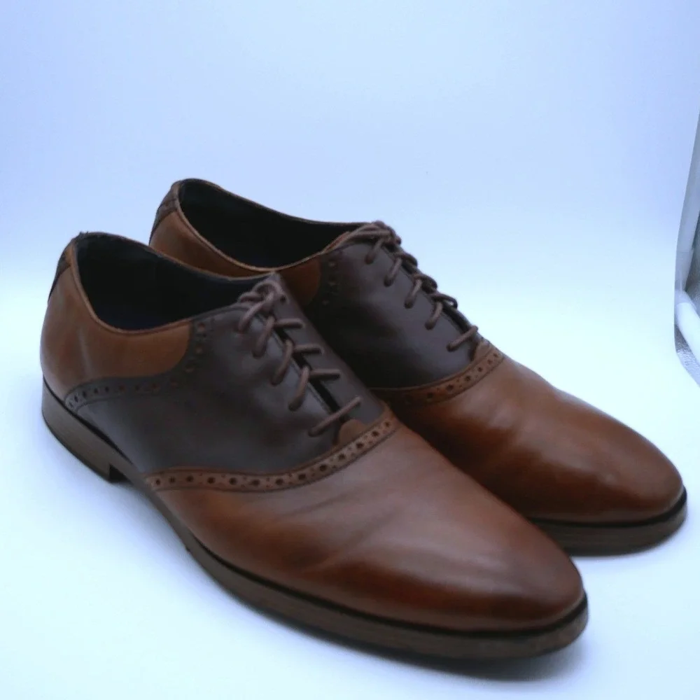 Cole Haan‎ Williams Saddle Oxford Shoes Brown Tan Leather C25083 Mens 9.5 M